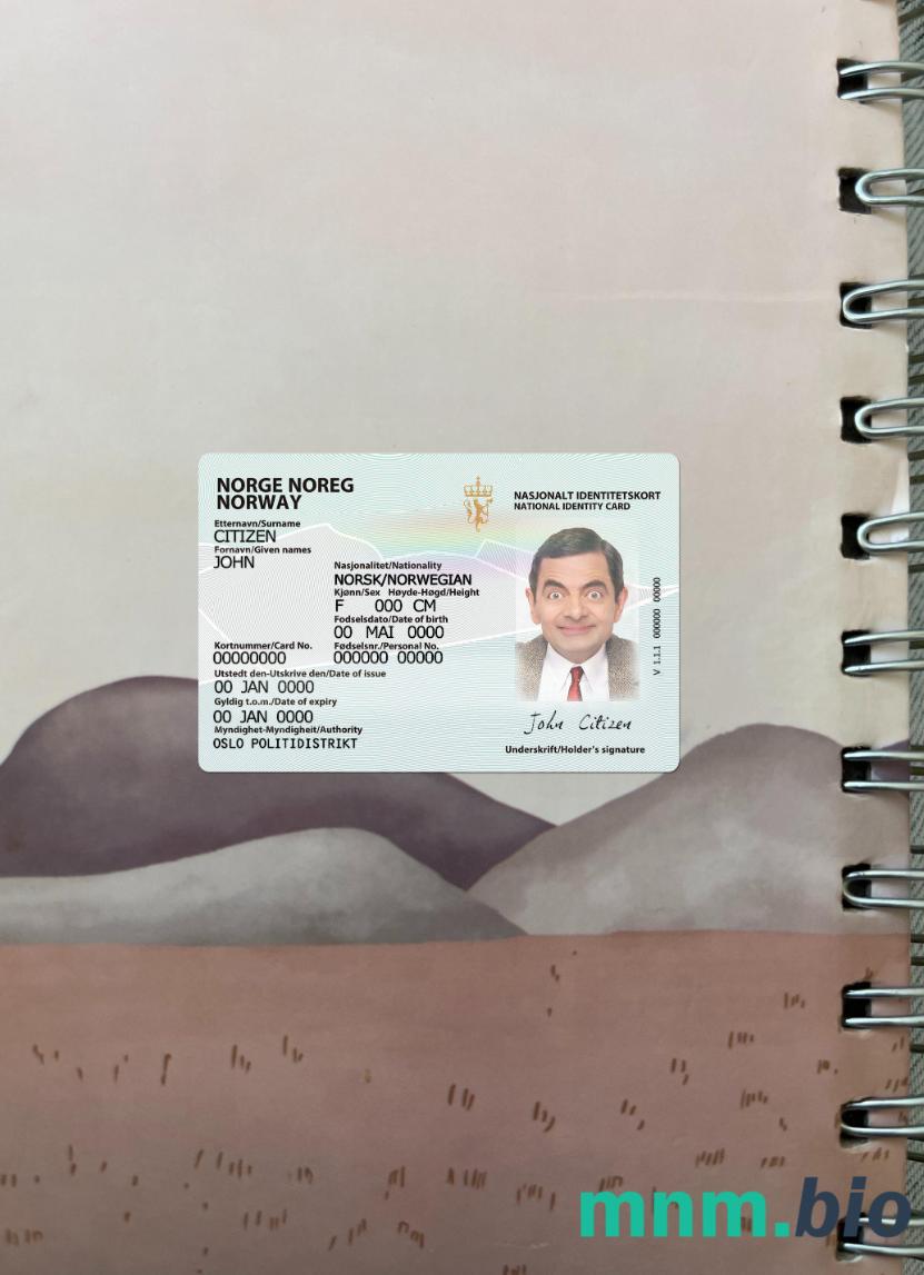 Norwegia karta ID wersja 2 fotowygląd szablon PSD